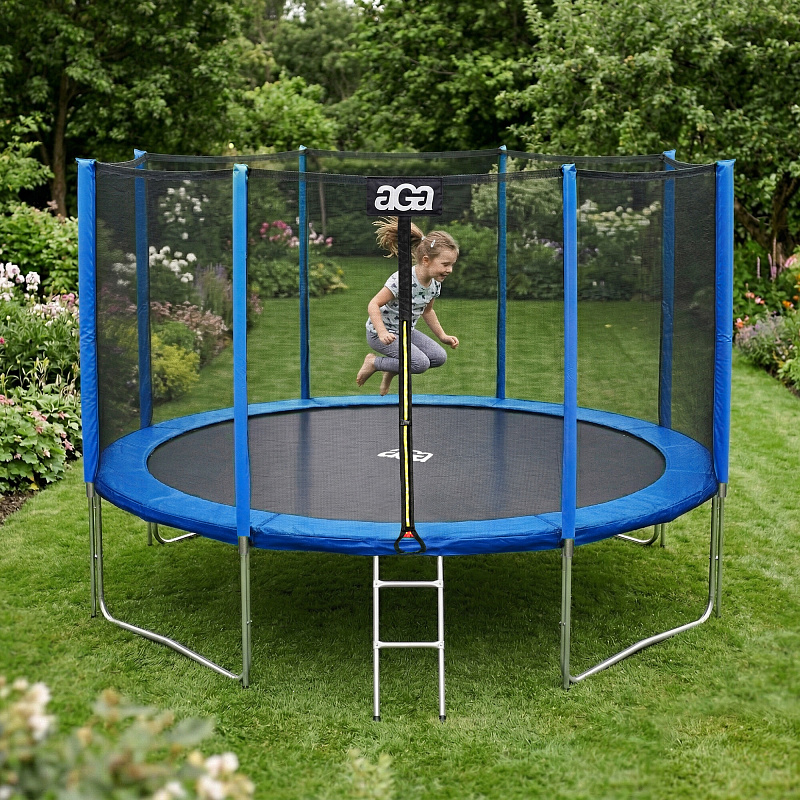Aga SPORT PRO Trampolína 366 cm Modrá + ochranná síť + žebřík - II. JAKOST