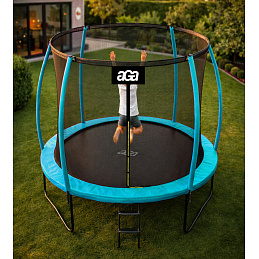 Aga SPORT EXCLUSIVE Trampolína 250 cm Světle modrá + ochranná síť + žebřík - II. JAKOST