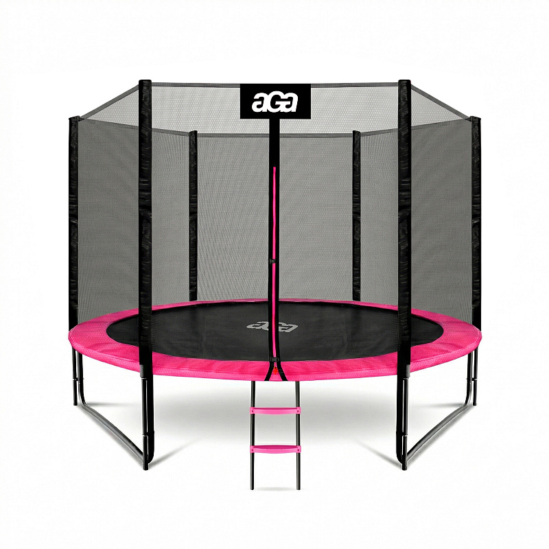 Aga Trampolína 305 cm Růžová + ochranná síť + žebřík 6SAF027 - II. JAKOST