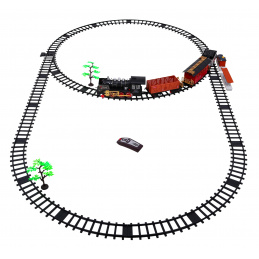 Vláček na dálkové ovládání s kolejemi pro děti 3+ Funkce kouře + zvuky Světla