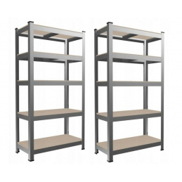 Aga 2x Kovový regál 180x90x30 cm 5 polic