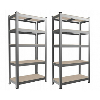 Aga 2x Kovový regál 180x90x30 cm 5 polic