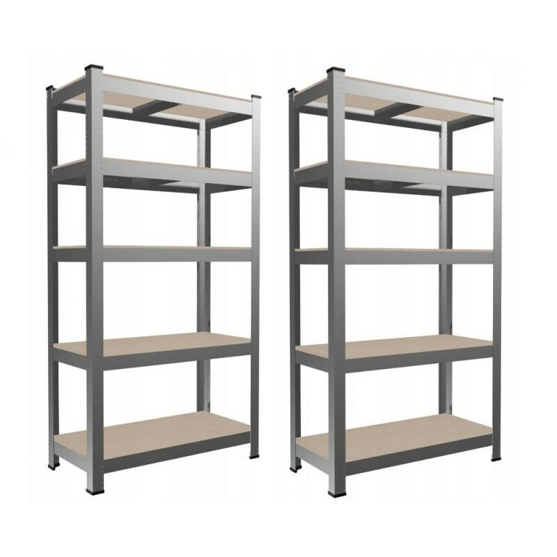 Aga 2x Kovový regál 180x90x30 cm 5 polic