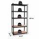 Aga Kovový regál 180x90x40 cm 5 polic Černý