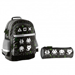 Paso Školní set tříkomorový batoh + pouzdro Game