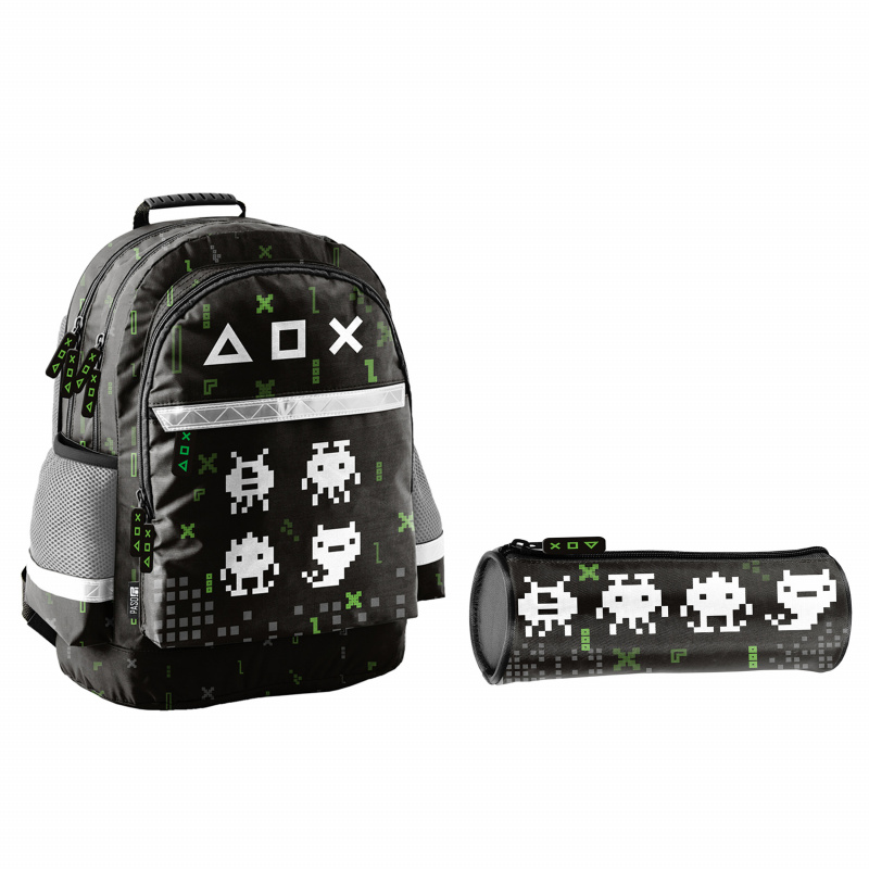 Paso Školní set tříkomorový batoh + pouzdro Game