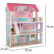 Aga MDF Domeček pro panenky s nábytkem 70 cm Růžový LED