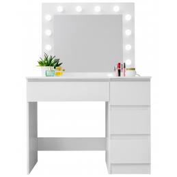 Aga Toaletní stolek se zrcadlem a osvětlením Lesklý bílý