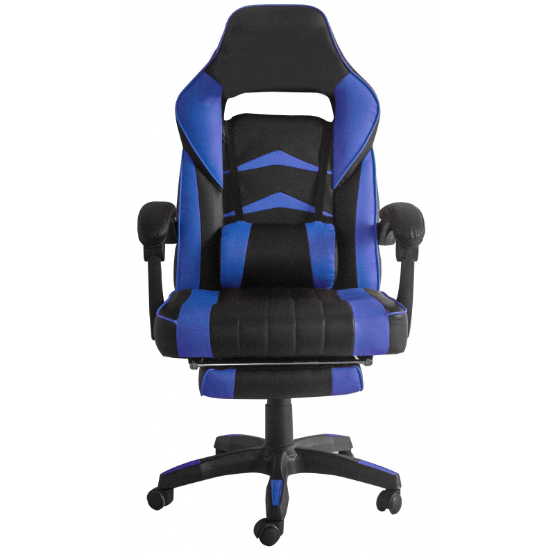 Aga Kancelářská židle Černo - Modrá s opěrkou pro nohy