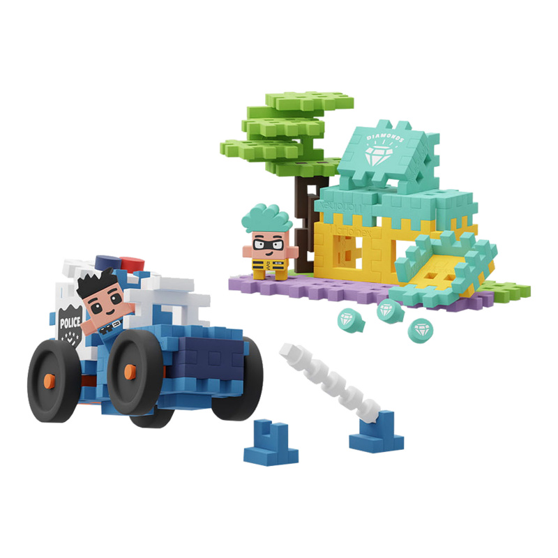 Marioinex MINI WAFFLE Policejní auto a zlatnictví 80ks