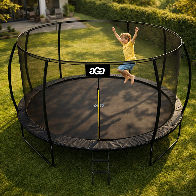 Aga SPORT EXCLUSIVE Trampolína 366 cm Černá + ochranná síť + žebřík - II. JAKOST