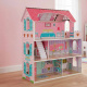 Aga MDF Domeček pro panenky s nábytkem 70 cm Růžový LED