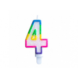 Aga4Kids Dortová svíčka 4 třpytivá s duhovým okrajem