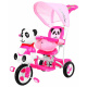 dětské tříkolové kolo Panda Pink + zvuky + stříška + zábrana + opěrka nohou + rukojeť + ližiny + úložný prostor
