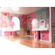 Aga MDF Domeček pro panenky s nábytkem 70 cm Růžový LED