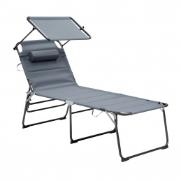 Aga Zahradní lehátko XXL se stříškou Šedé 2DAZ672 - II. JAKOST