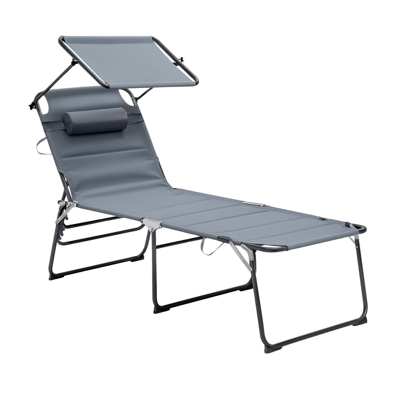 Aga Zahradní lehátko XXL se stříškou Šedé 2DAZ672 - II. JAKOST