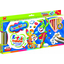 Bambino  Trojhranné tužky v dřevěném rámečku 24 barev + ořezávátko