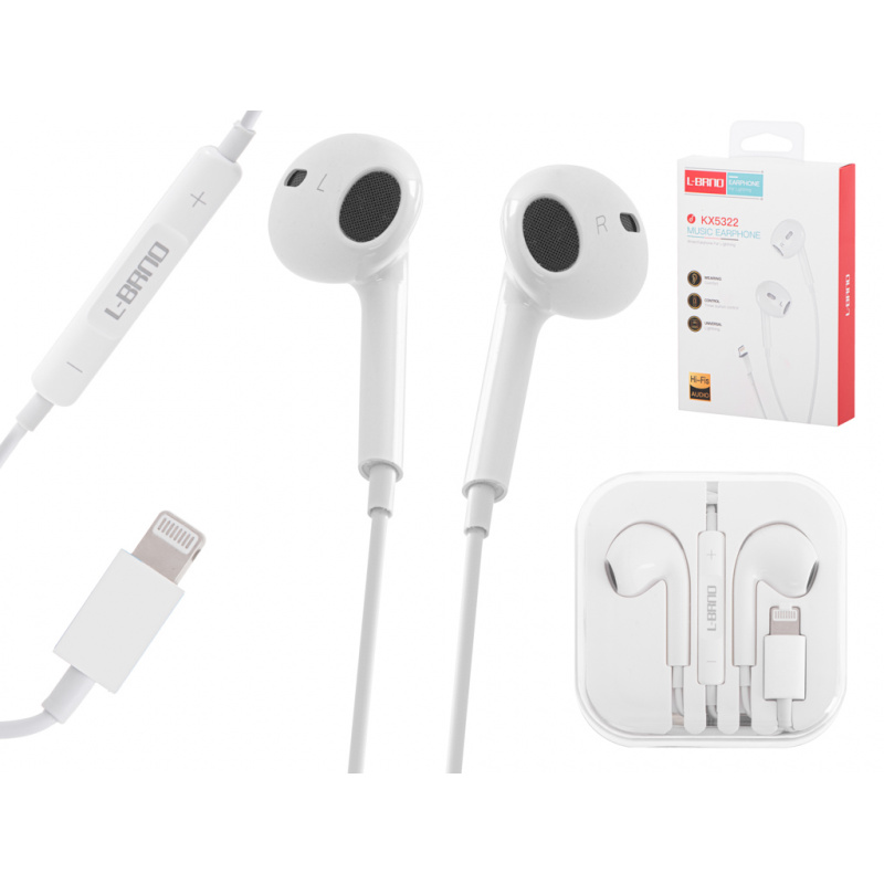 Kabelová sluchátka Lightning Bílá