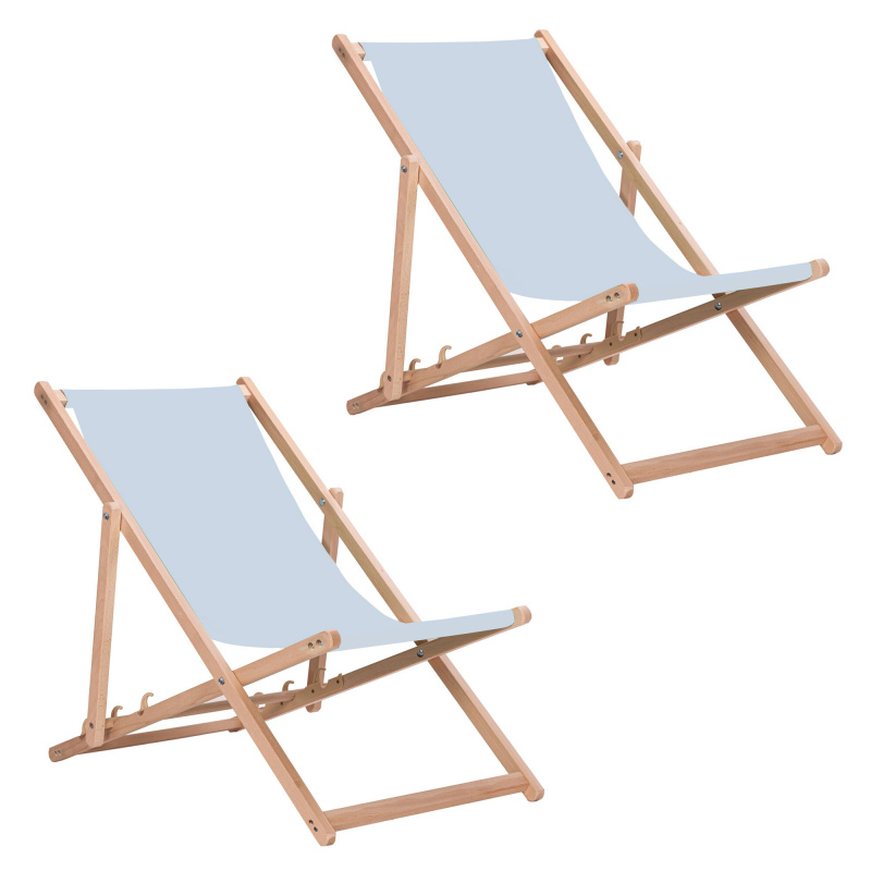 Aga 2x Dřevěné skládací lehátko Světle šedé