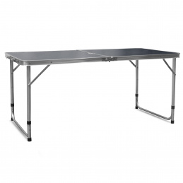 Aga Skládací kempingový stolek 120x60x54/60/70 cm Šedý