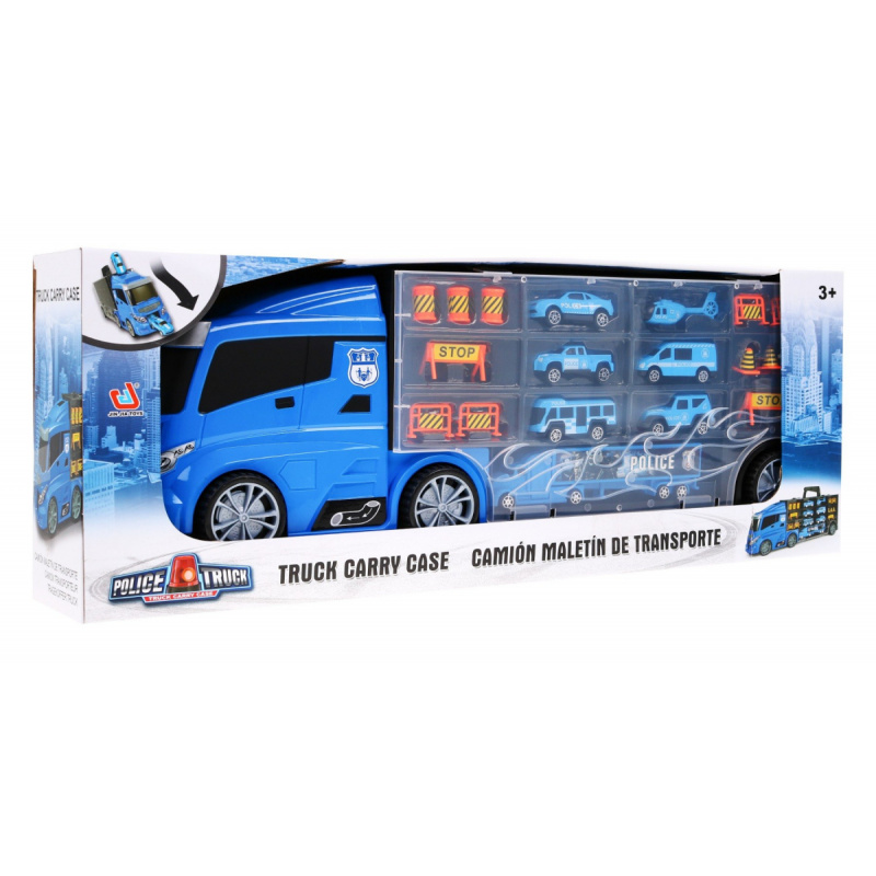 Policejní auto 2v1 pro děti 3+ Úložný prostor pro pružiny + skluzavka pro auto