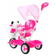 dětské tříkolové kolo Panda Pink + zvuky + stříška + zábrana + opěrka nohou + rukojeť + ližiny + úložný prostor