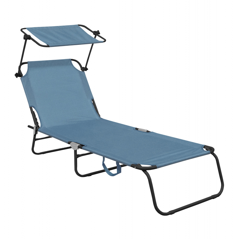 Aga Zahradní polohovací lehátko se stříškou Světle modré