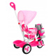 dětské tříkolové kolo Elephant Pink + zvuky + stříška + zábrana + opěrka nohou + rukojeť + ližiny + úložný prostor