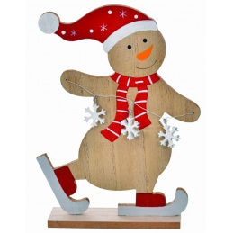Dřevěný sněhulák k postavení na Vánoce