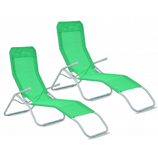 Aga 2x Zahradní lehátko SIESTA Zelené
