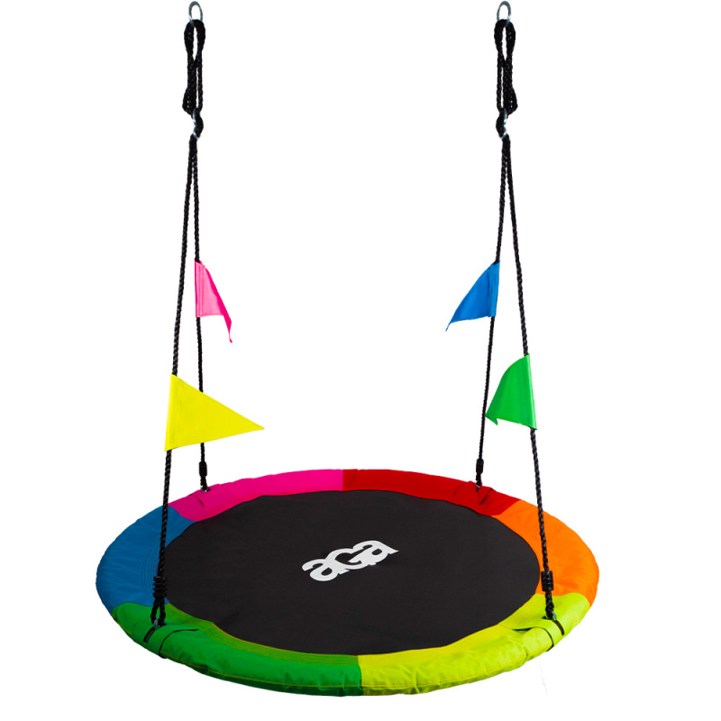 Aga Závěsný houpací kruh 120 cm Šestibarevný s vlajkami