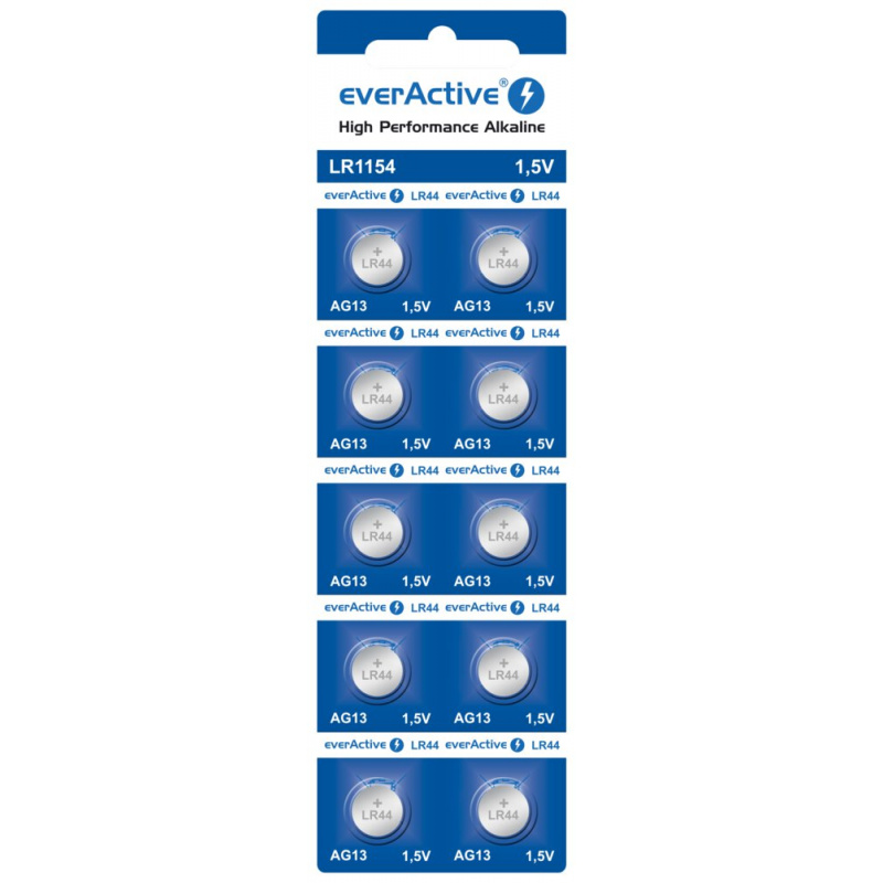 Aga Baterie EverActive Alkaline G13 LR44 LR1154 10ks