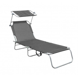 Aga Zahradní polohovací lehátko se stříškou Šedé