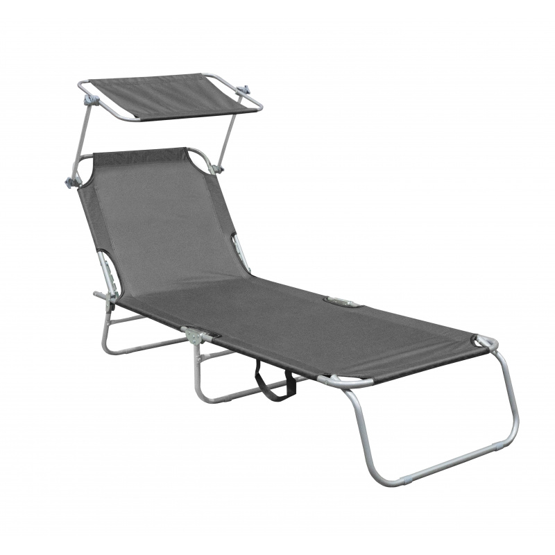 Aga Zahradní polohovací lehátko se stříškou Šedé