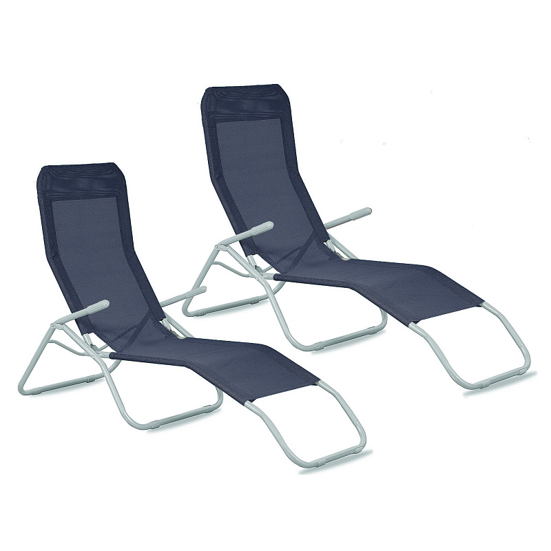 Aga 2x Zahradní lehátko SIESTA Tmavě modré