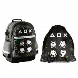 Paso Školní set tříkomorový batoh + vak na záda Game
