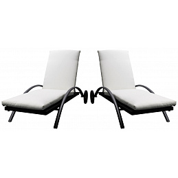 Aga 2x Zahradní polohovací lehátko LOUNGE polyratan Černé - II. JAKOST