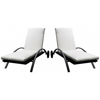 Aga 2x Zahradní polohovací lehátko LOUNGE polyratan Černé - II. JAKOST