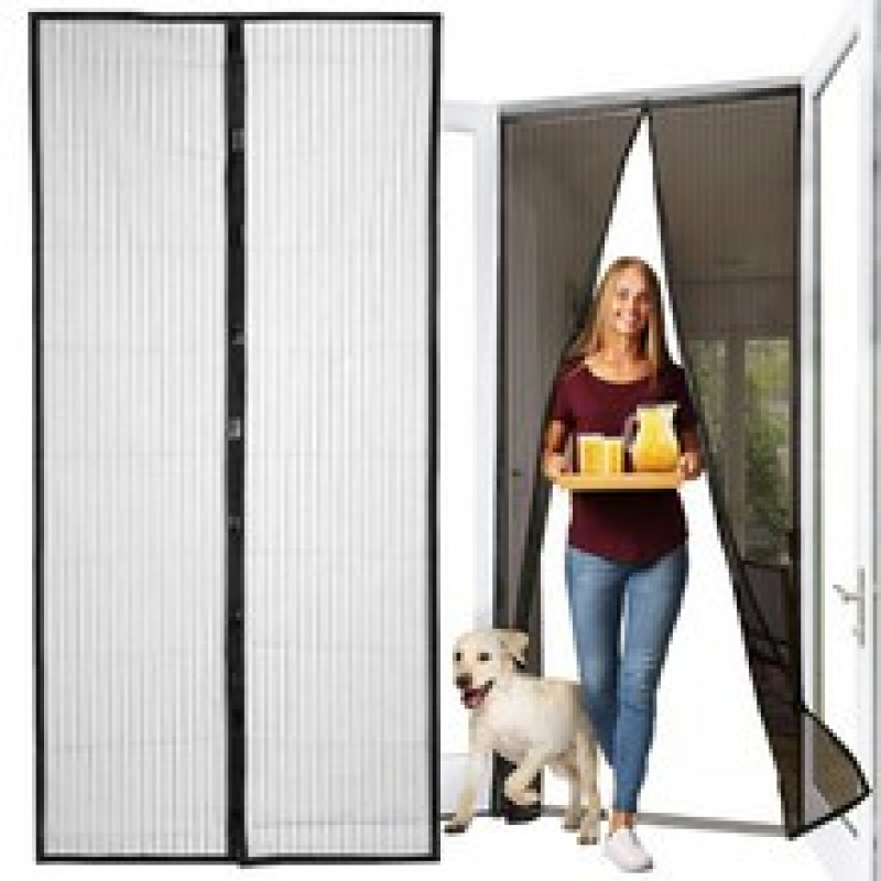 Síť proti hmyzu s magnety 80/90/100 x 210/220 cm Černá Malatec 12523