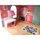 Aga MDF Domeček pro panenky s nábytkem 70 cm Růžový LED
