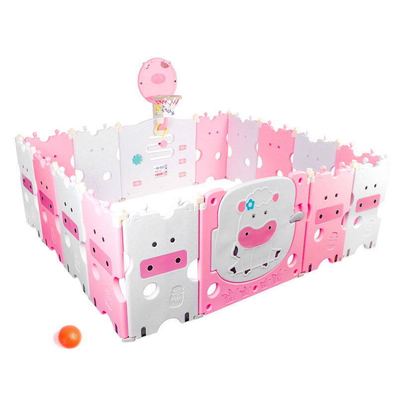 Aga4Kids Dětská plastová ohrádka 186x156x64 cm Růžová DZ839 - II. JAKOST