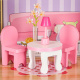 Aga MDF Domeček pro panenky s nábytkem 70 cm Růžový LED