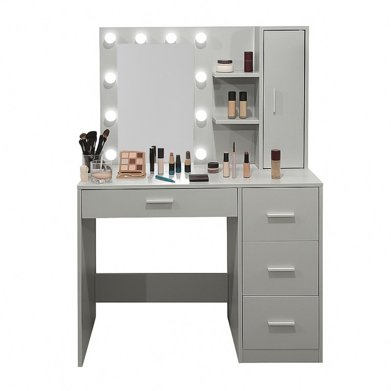 Aga Toaletní stolek se zrcadlem a osvětlením Šedý