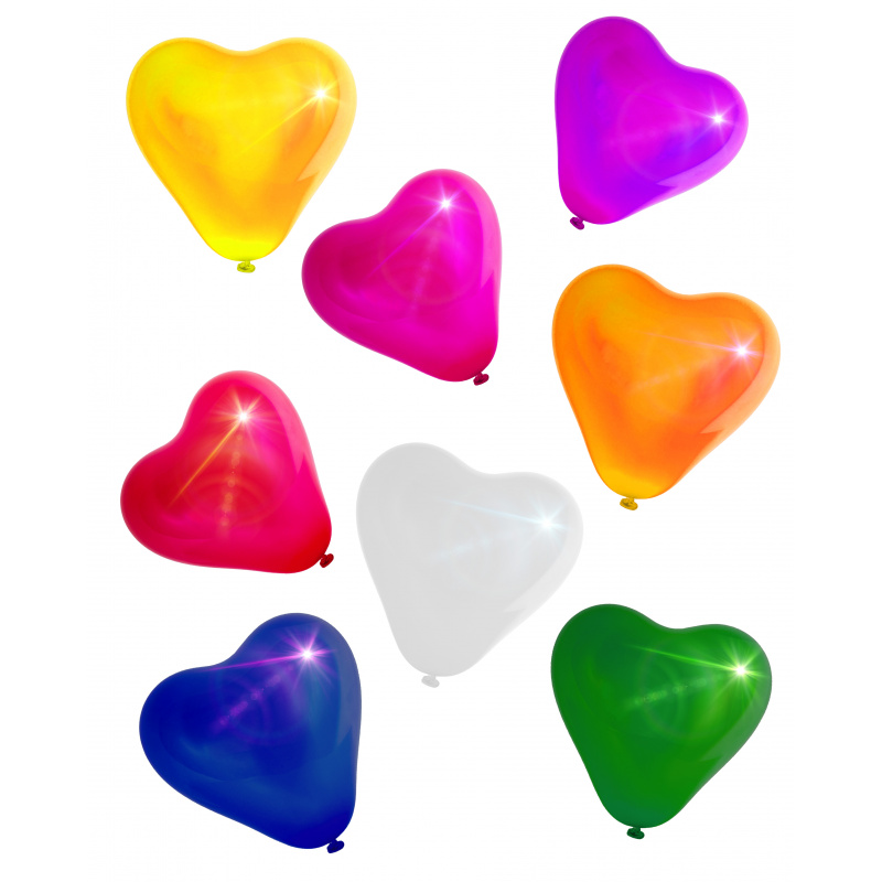 Aga4Kids Latexový balónek Srdce s LED diodou mix barev 25 cm