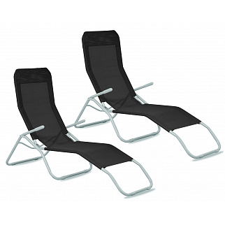 Aga 2x Zahradní lehátko SIESTA Černé