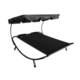 Aga Zahradní lehátko pro dvě osoby se stříškou Černé