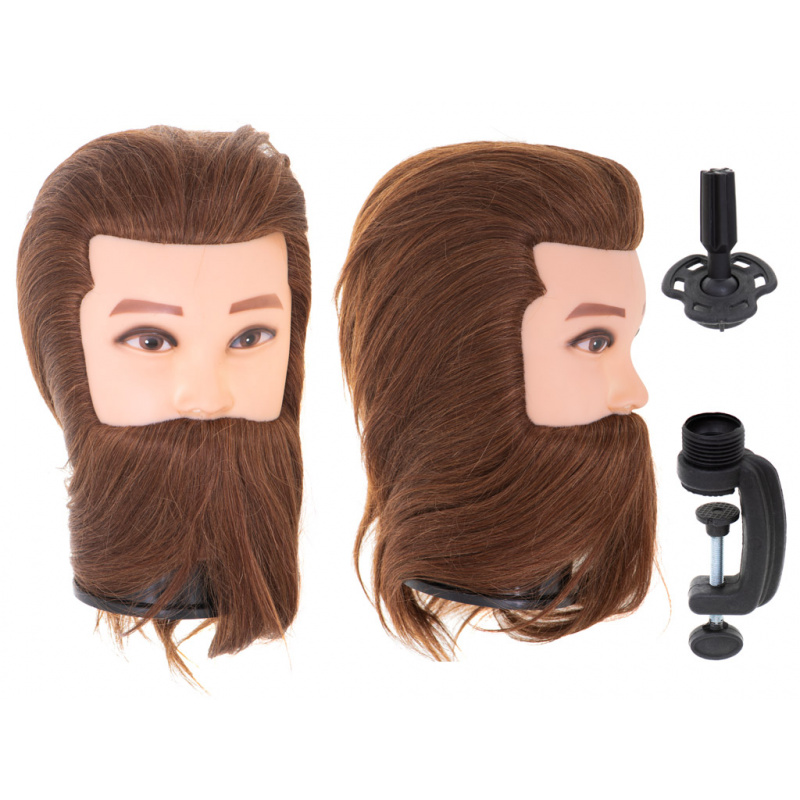 Aga Holičský trénink - hlava s vousy BARBER hnědý