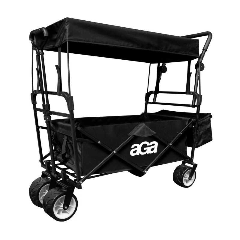 Aga Skládací přepravní vozík se stříškou MR4612 Černý