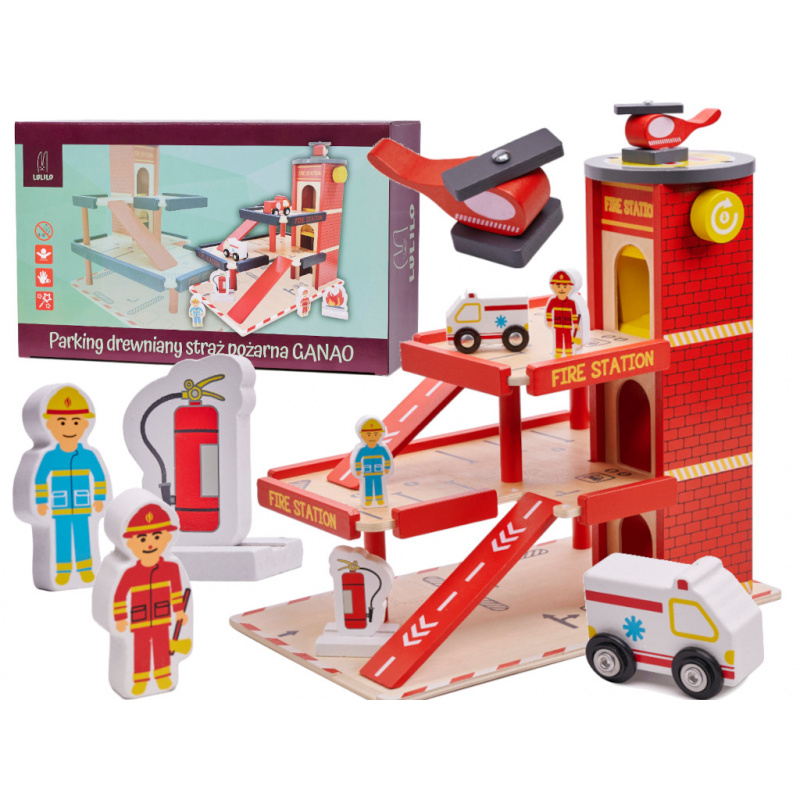 Aga Dětská dřevěná garáž GANAO - Hasičský sbor